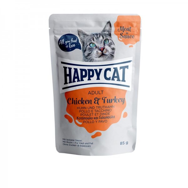 HappyCat Meat in Sauce Adult Huhn & Truthahn 24x85g