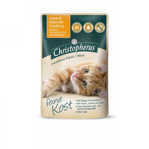 Christopherus Pouch Adult Lamm+Huhn mit Cranberry 85g