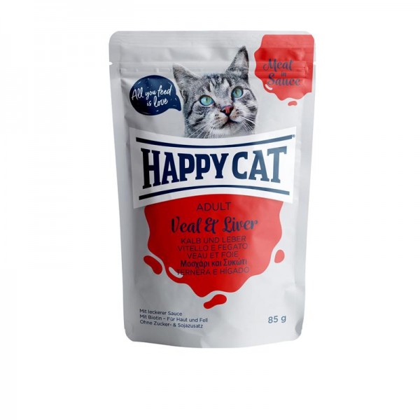 HappyCat Meat in Sauce Adult Kalb & Leber 24x85g