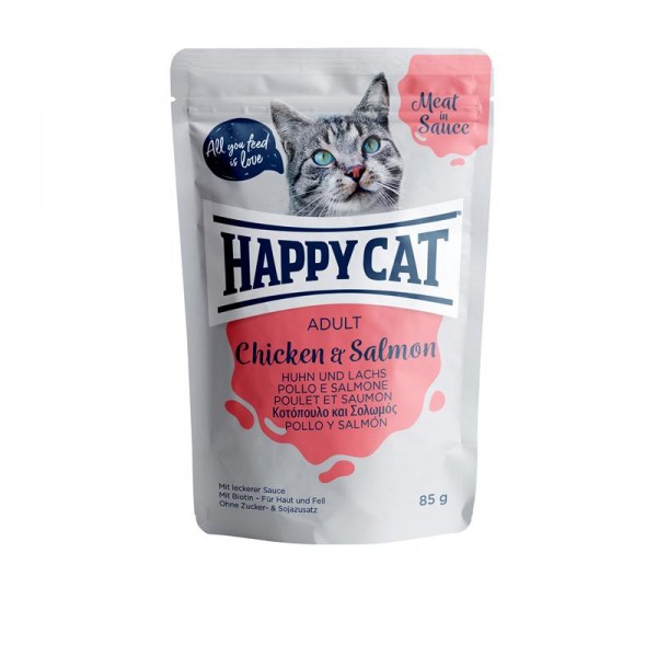 HappyCat Meat in Sauce Adult Huhn & Lachs 24x85g