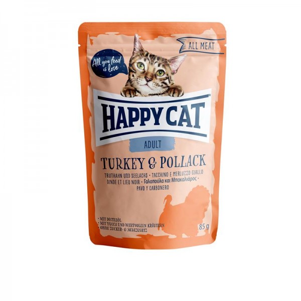 HappyCat All Meat Adult Truthahn & Seelachs 24x85g
