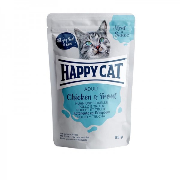 HappyCat Meat in Sauce Adult Huhn & Forelle 24x85g