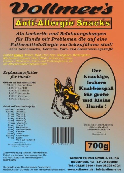 Vollmers Anti-Allergie Snacks 10kg